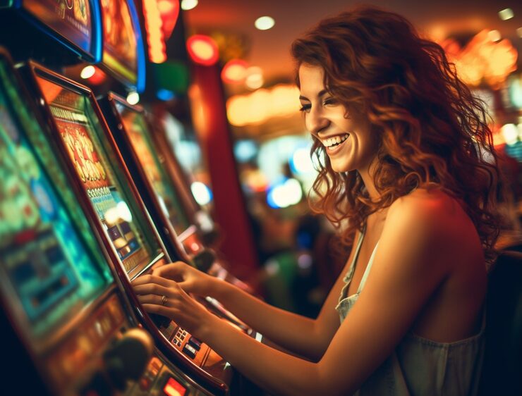 Jogadora a explorar slots online