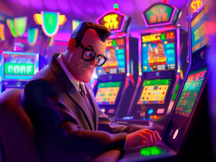 Jogadora a usar slots digitais no casino online
